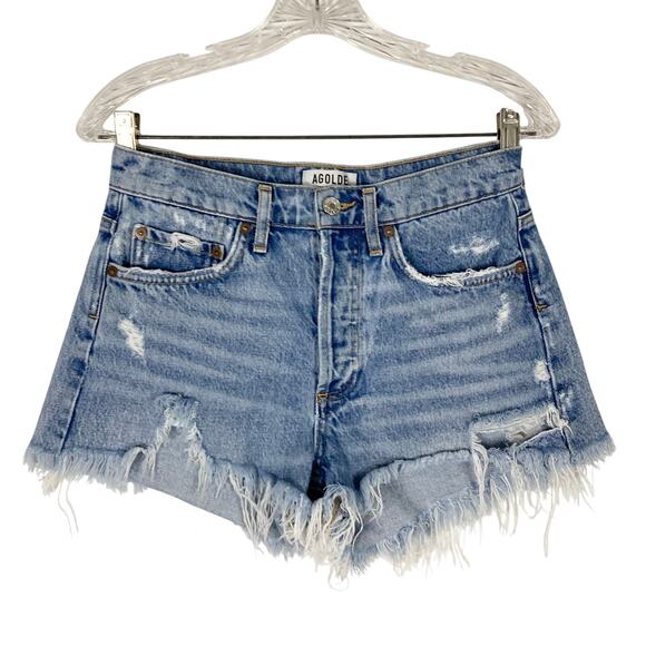 Nwot AGOLDE Shorts 24 Denim Ripped Distressed Raw-Hem Cut-Off Cotton USA